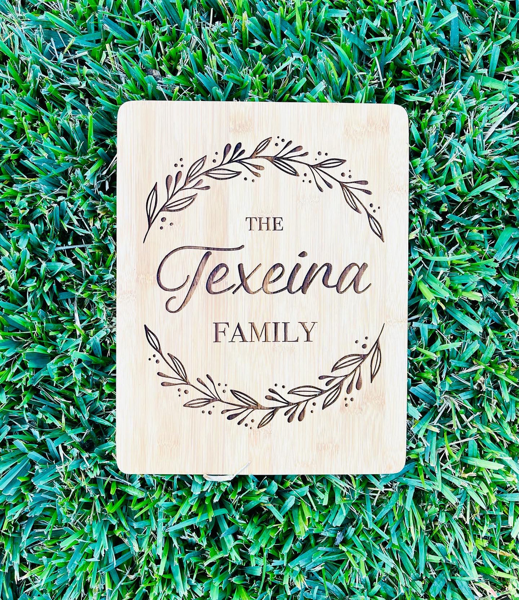 Personalized Floral Cutting Board