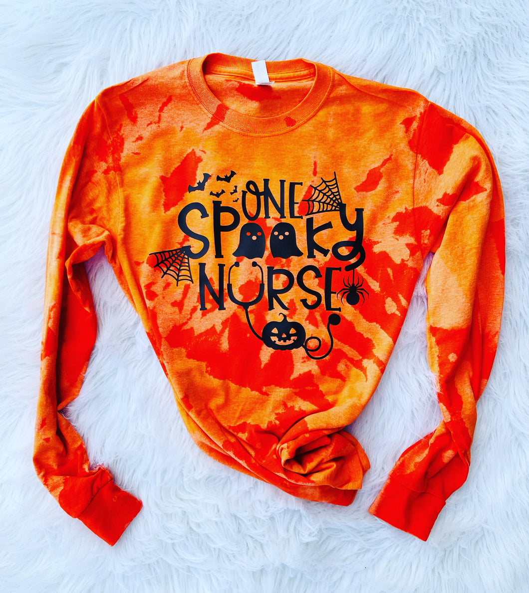 One Spooky Nurse- Orange Tie Dye